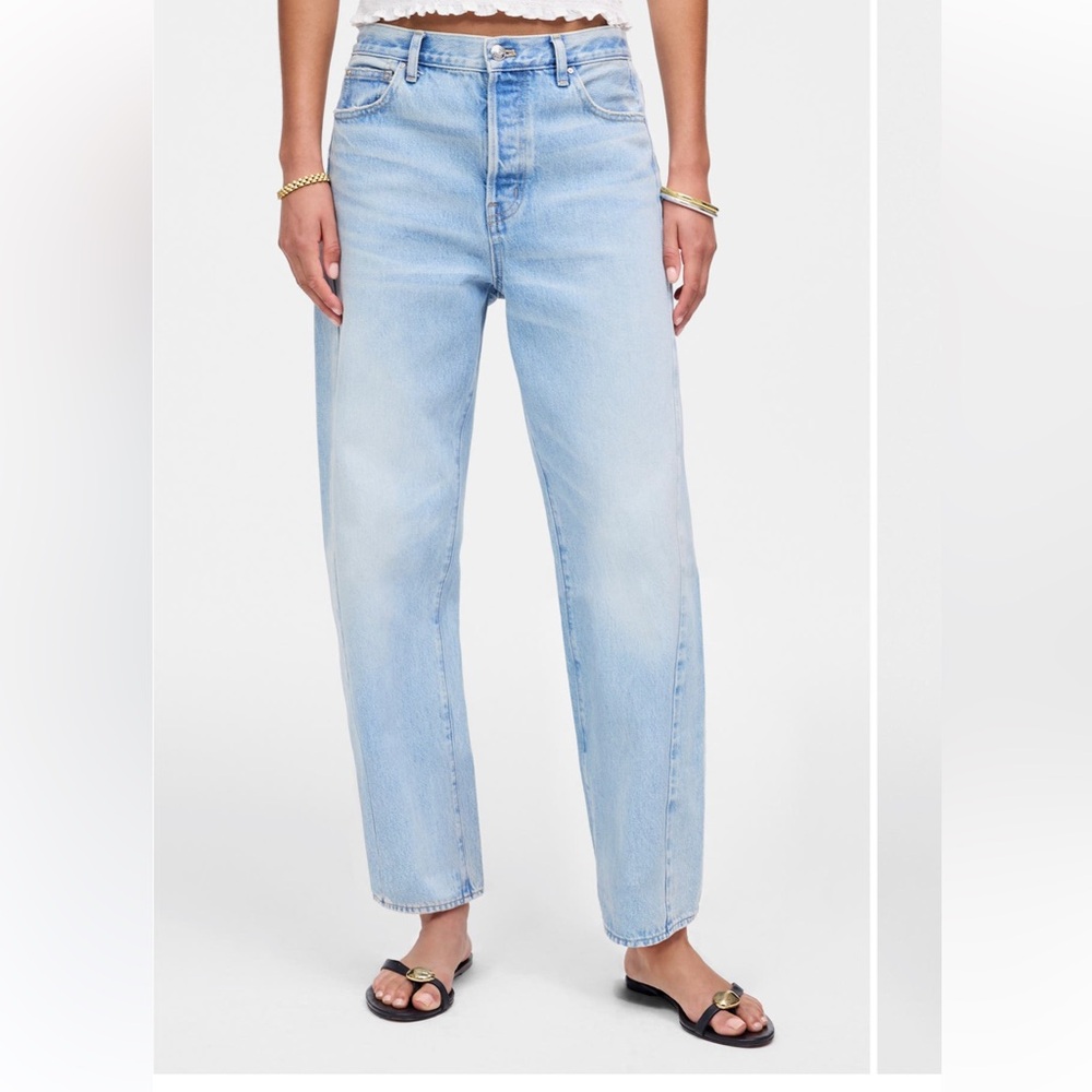 Pieced barrel jeans